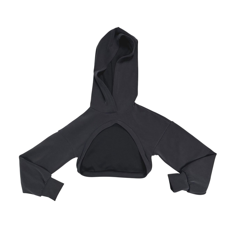 Buffbunny Collection Black Cropped Cutout Hoodie Luxe Bolero size Small